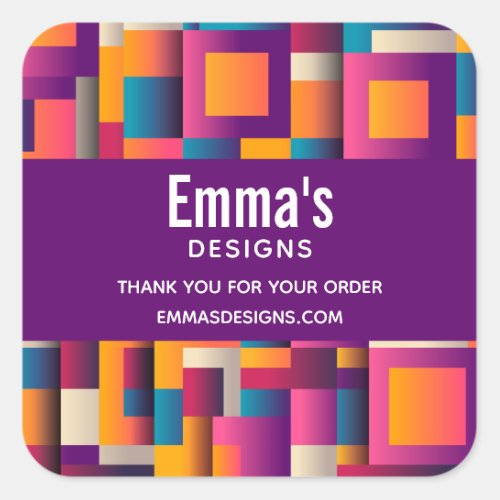 Colorful Abstract Squares and Shapes Business Square Sticker