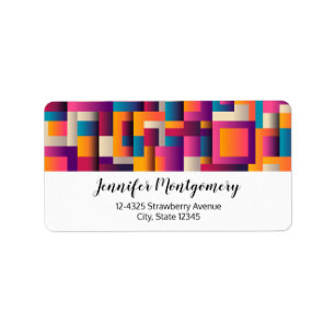 Colorful Abstract Squares and Shapes Label