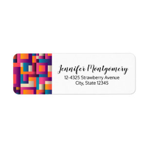 Colorful Abstract Squares and Shapes Label