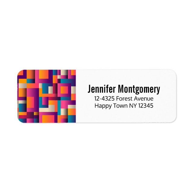 Colorful Abstract Squares and Shapes Label (Front)