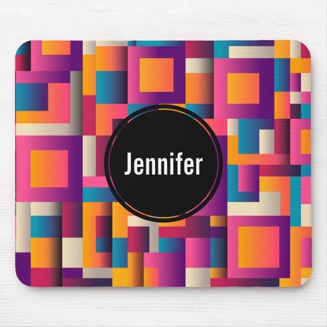 Colorful Abstract Squares and Shapes Mouse Pad (Front)
