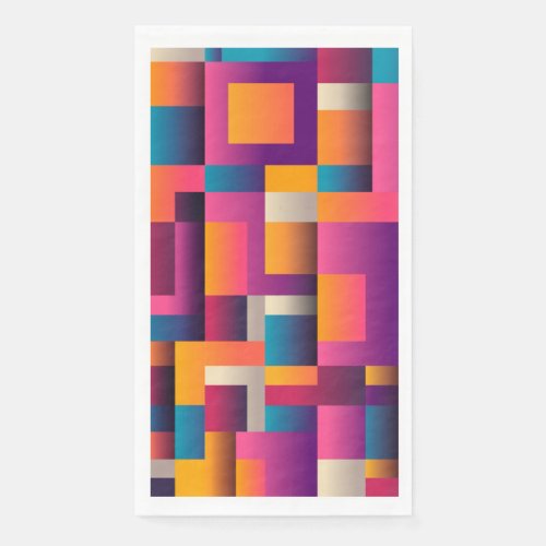 Colorful Abstract Squares and Shapes Paper Guest Towels
