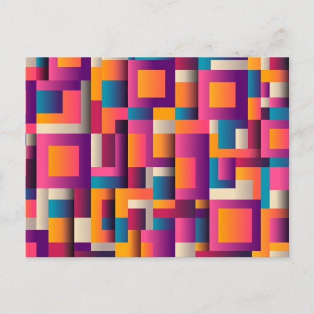 Colorful Abstract Squares and Shapes Postcard (Front)