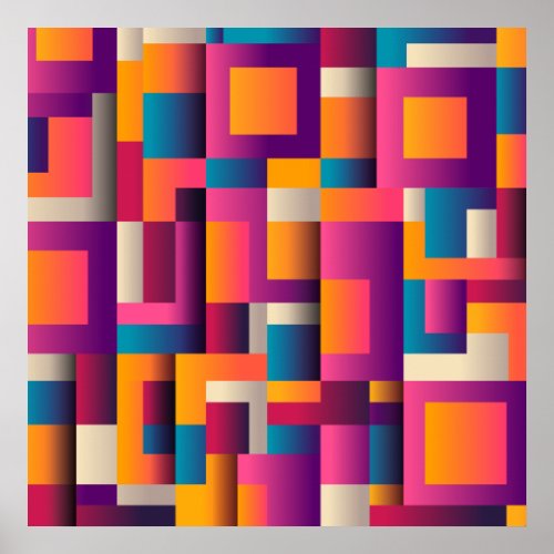 Colorful Abstract Squares and Shapes Poster