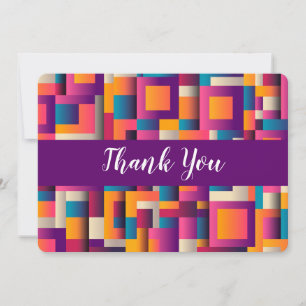 Colorful Abstract Squares and Shapes Thank You Card