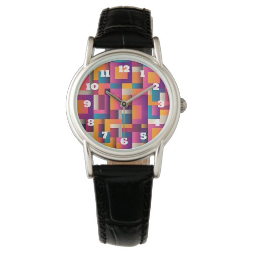 Colorful Abstract Squares and Shapes Watch