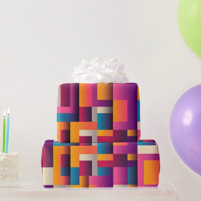 Colorful Abstract Squares and Shapes Wrapping Paper (Party Gifts)