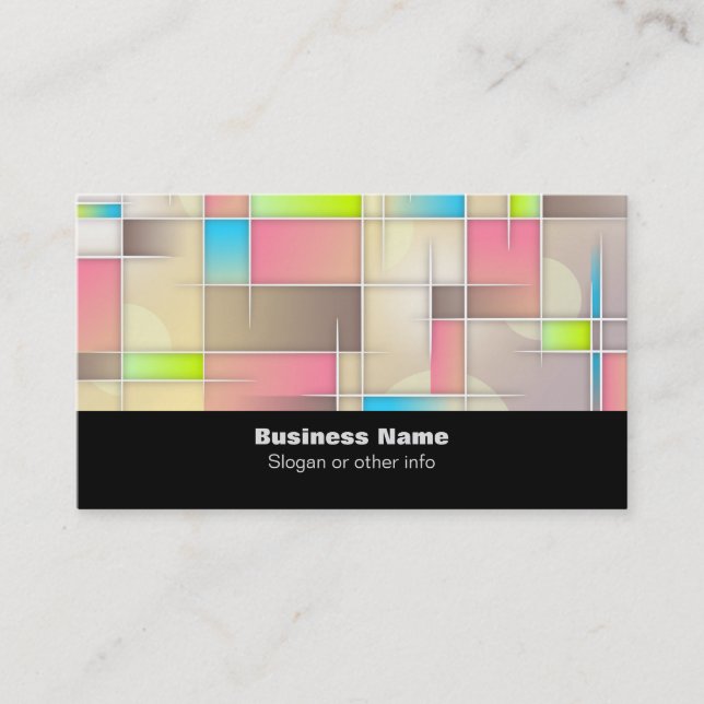 Colorful Abstract Squares Geometric Pattern Business Card (Front)