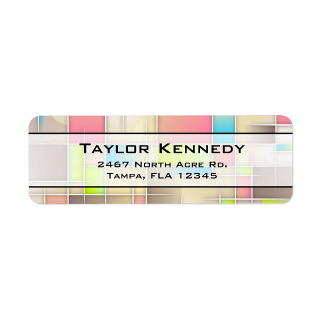 Colorful Abstract Squares Geometric Pattern Label (Front)