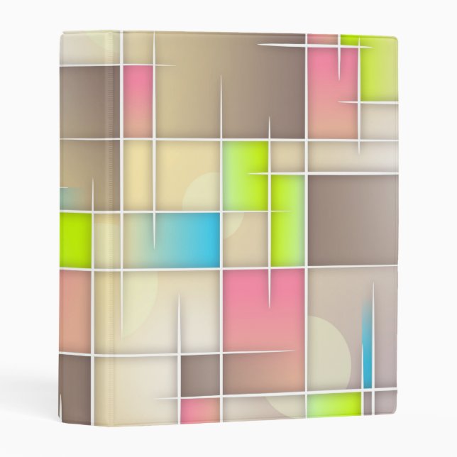 Colorful Abstract Squares Geometric Pattern Mini Binder (Front/Spine)