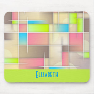 Colorful Abstract Squares Geometric Pattern Mouse Pad