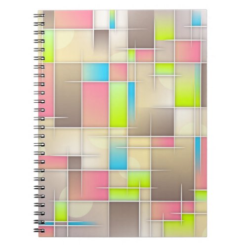 Colorful Abstract Squares Geometric Pattern Notebook