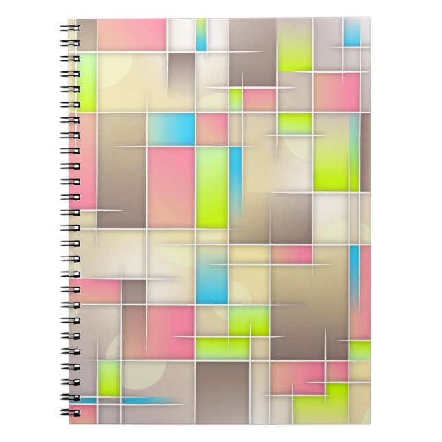 Colorful Abstract Squares Geometric Pattern Notebook (Front)
