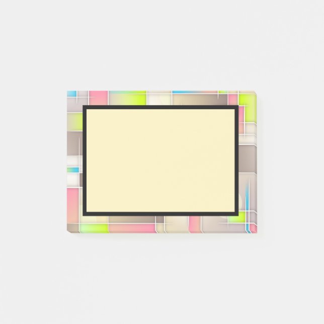 Colorful Abstract Squares Geometric Pattern Post-it Notes (Front)