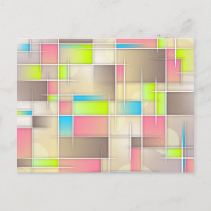 Colorful Abstract Squares Geometric Pattern Postcard
