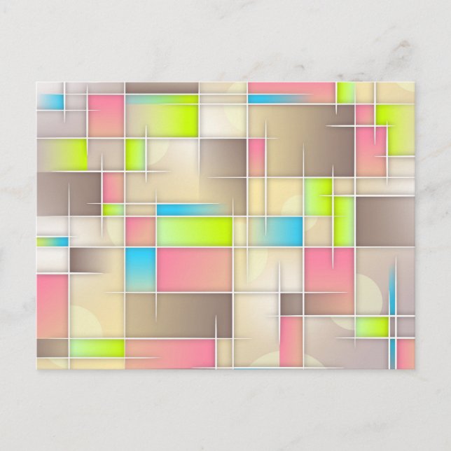 Colorful Abstract Squares Geometric Pattern Postcard (Front)