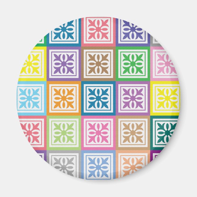 Colorful abstract squares pattern magnet (Front)