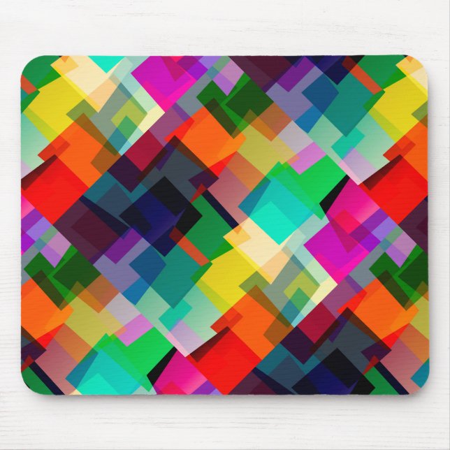 Colorful abstract squares pattern mouse pad (Front)
