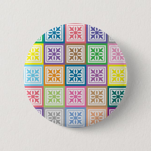 Colorful abstract squares pattern pinback button (Front)