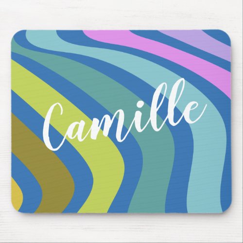 Colorful Abstract Squiggle Swirls Personalized   Mouse Pad