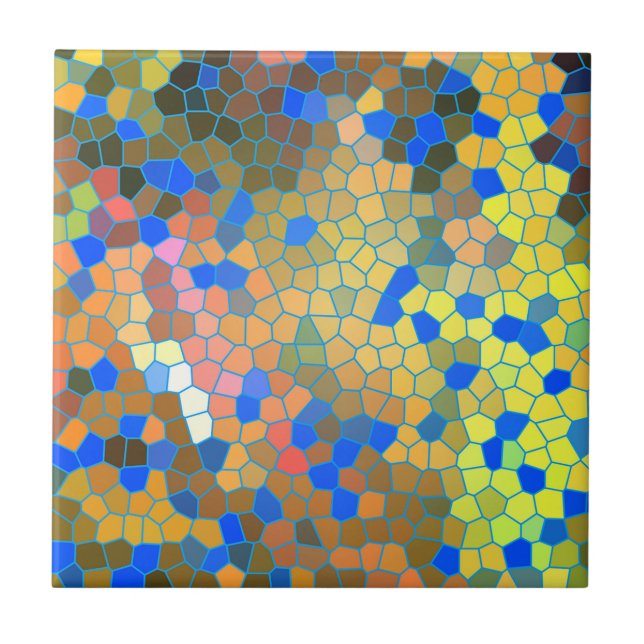 Colorful Abstract Stained Glass Art Ceramic Tile (Front)