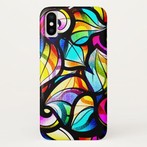 Colorful Abstract Stained Glass Design iPhone X Case