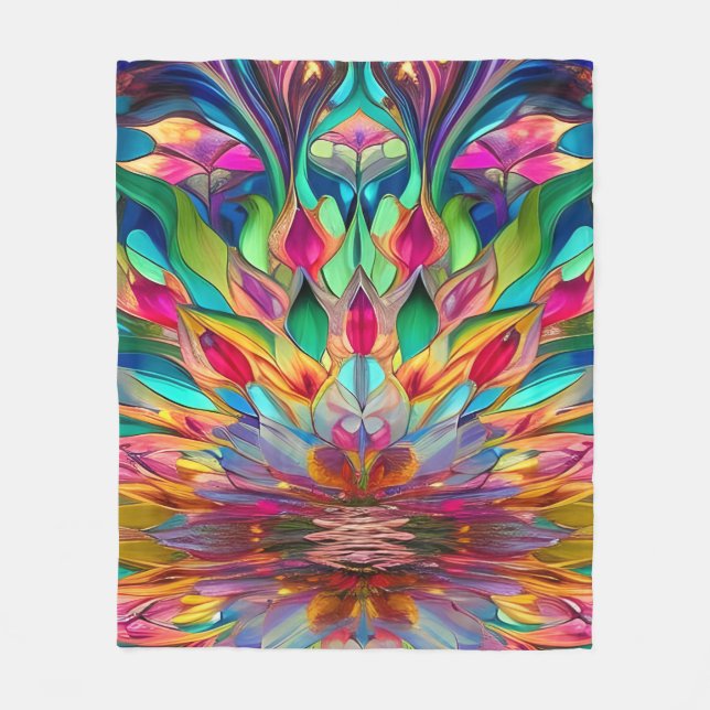 Colorful Abstract Stained Glass  Fleece Blanket (Front)