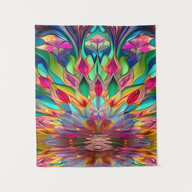 Colorful Abstract Stained Glass Tapestry (Front)