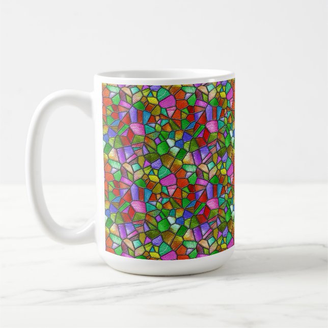 Colorful Abstract Stained Glass Window Coffee Mug (Left)