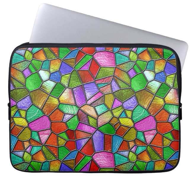Colorful Abstract Stained Glass Window Laptop Sleeve (Front)
