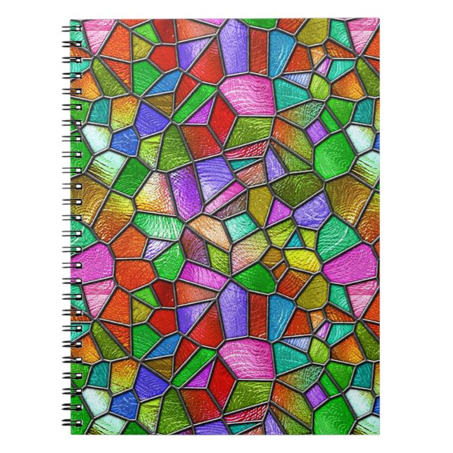 Colorful Abstract Stained Glass Window Notebook (Front)