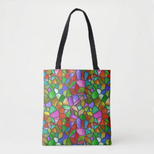 Colorful Abstract Stained Glass Window Tote Bag