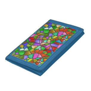Colorful Abstract Stained Glass Window Tri-fold Wallet