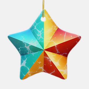 Colorful Abstract Star Modern Art Ceramic Ornament