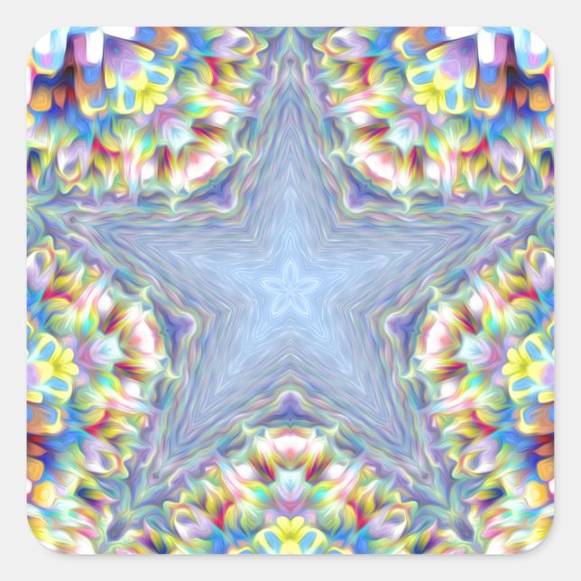 Colorful Abstract Star Square Sticker (Front)
