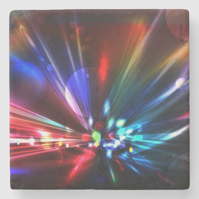 Colorful Abstract Starburst Explosion Stone Coaster (Front)