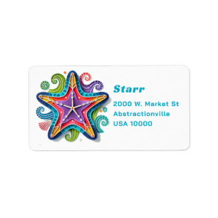 Colorful Abstract Starfish Return Address Label