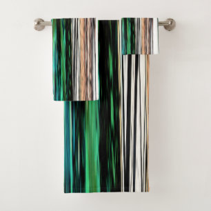 Colorful Abstract Stripes #123 Bath Towel Set