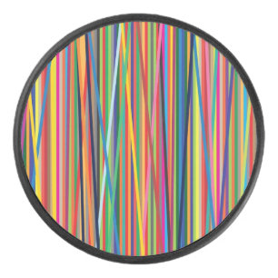 Colorful abstract stripes design adult cloth face hockey puck