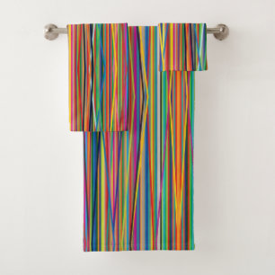 Colorful abstract stripes design bath towel set