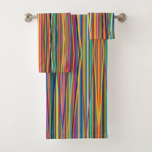Colorful abstract stripes design bath towel set