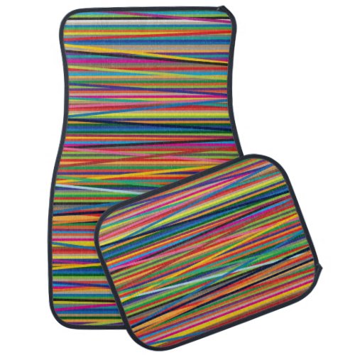Colorful abstract stripes design car floor mat