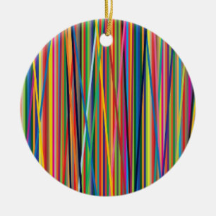 Colorful abstract stripes design ceramic ornament