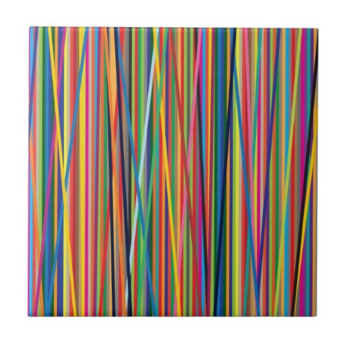 Colorful abstract stripes design ceramic tile