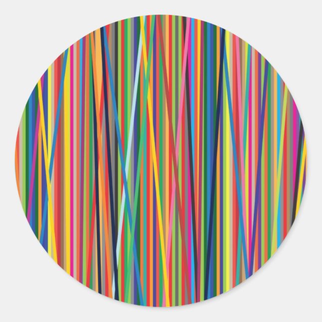 Colorful abstract stripes design classic round sticker (Front)