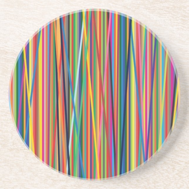 Colorful abstract stripes design coaster (Front)