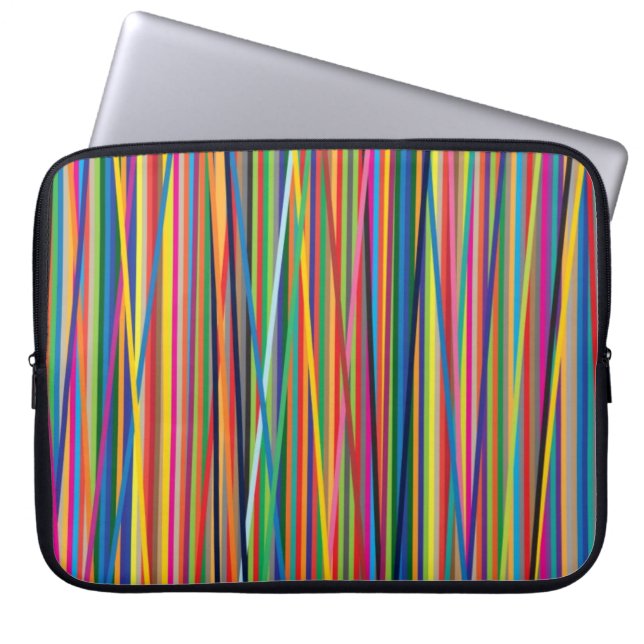 Colorful abstract stripes design laptop sleeve (Front)