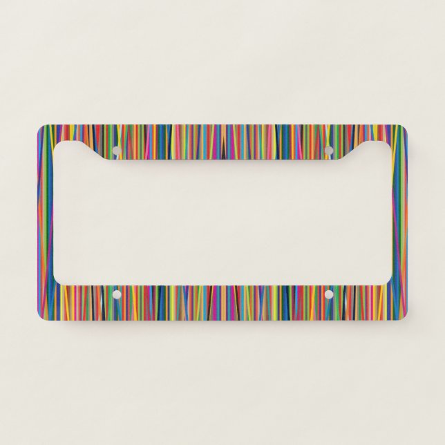 Colorful abstract stripes design license plate frame (Front)