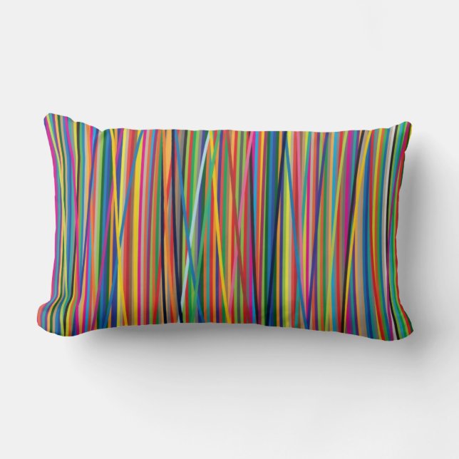Colorful abstract stripes design lumbar pillow (Front)