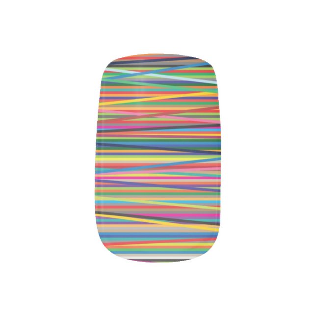 Colorful abstract stripes design minx nail art (Left Thumb)